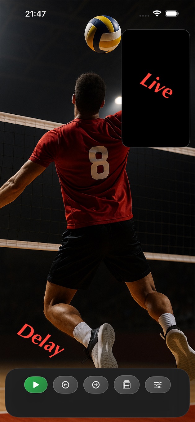 Screenshot der Delay Coach Aufnahmeansicht